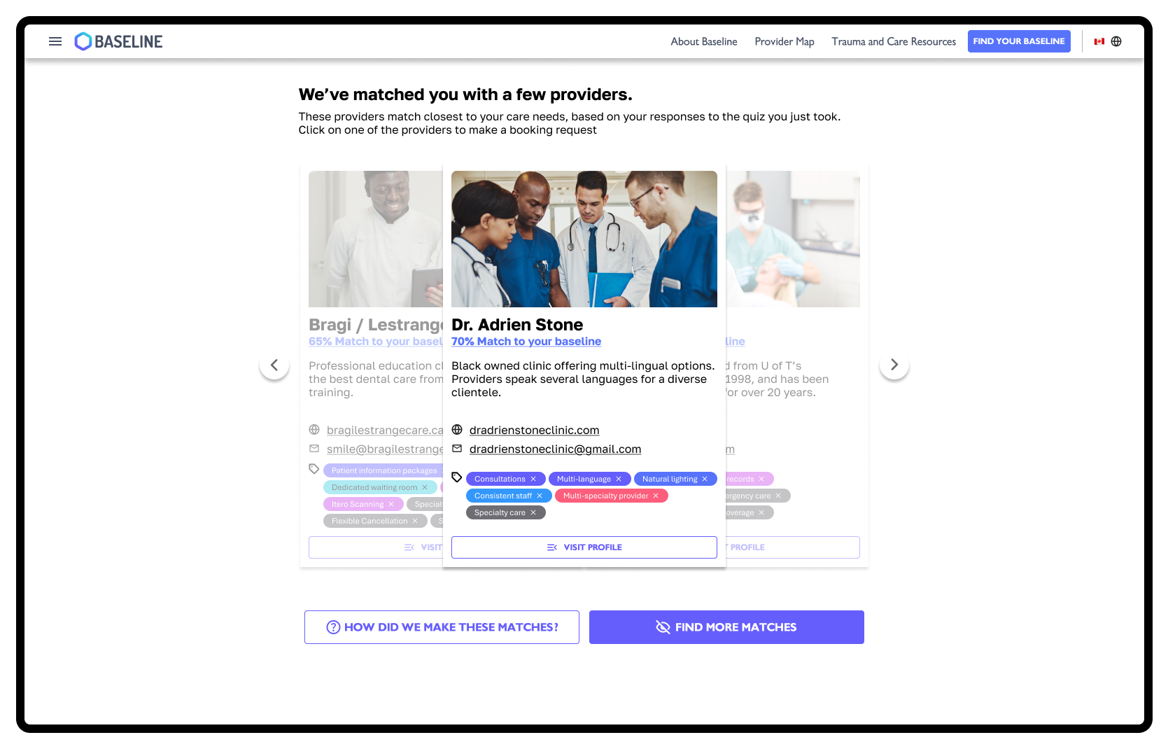 Select from a few best matching providers after onboarding.