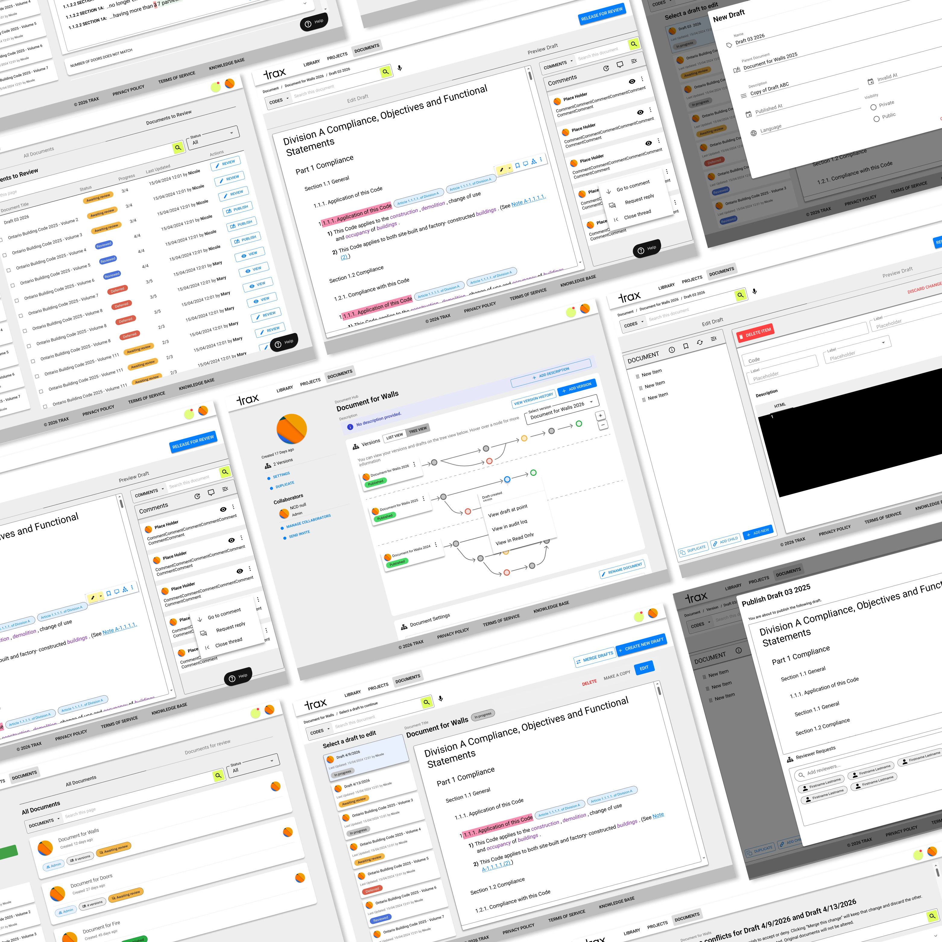 A showcase of some of the interfaces I worked on for Trax